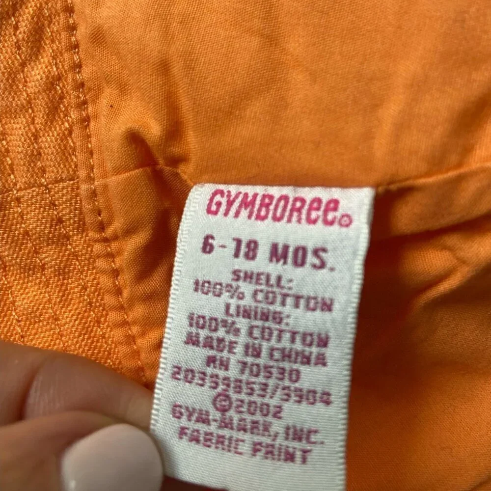 Gymboree Cotton Bucket Sun Hat with Chin Strap – Orange, Size 6–18 Months